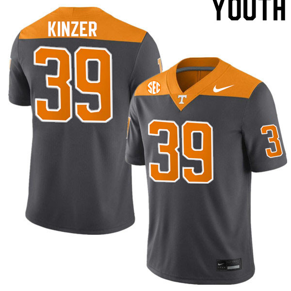 Youth #39 Malcolm Kinzer Tennessee Volunteers College Football Jerseys Stitched-Anthracite